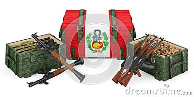 Weapons, military supplies in Peru, concept. 3D rendering Stock Photo