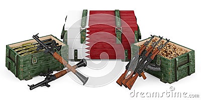 Weapons, military supplies in Qatar, concept. 3D rendering Stock Photo