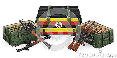 Weapons, military supplies in Uganda, concept. 3D rendering Stock Photo