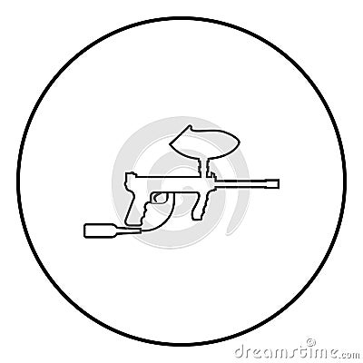Weapons for paintball icon black color in circle round Vector Illustration