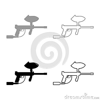 Weapons for paintball icon set grey black color Vector Illustration