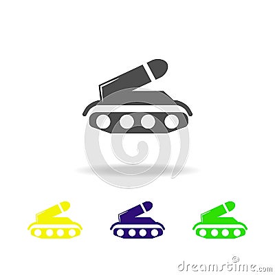 weapons, tank colored icons. Element of military illustration. Signs and symbols can be used for web, logo, mobile app, UI, UX Cartoon Illustration