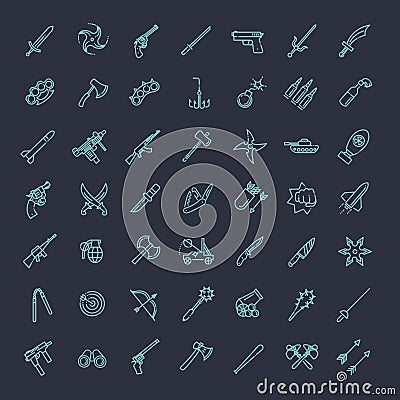 Weapons vector icons set, Arms solid symbol Vector Illustration