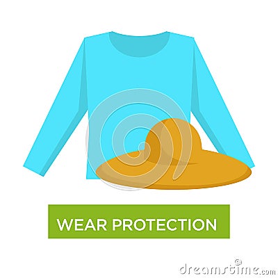 Wear protection from sunburn and sunstroke medical advice Vector Illustration