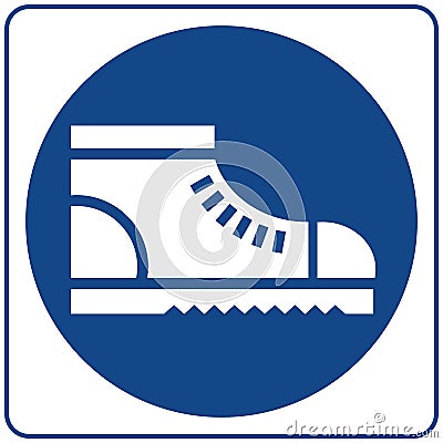 Wear safety footwear. Protective safety boots must be worn, mandatory sign Vector Illustration