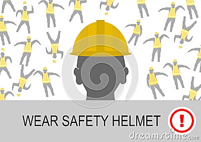 Wear safety helmet. Vector Illustration