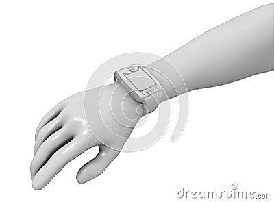 Wearable device on arm Cartoon Illustration