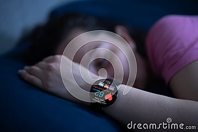 Wearable Sleep Tracking Heart Rate Monitor Smartwatch Stock Photo