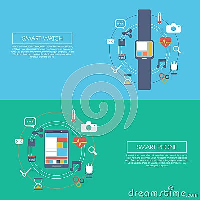 Wearable smart technology infographics template Vector Illustration