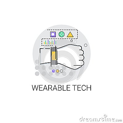 Wearable Tech Smart Wristband Trecker Technology Electronic Device Vector Illustration