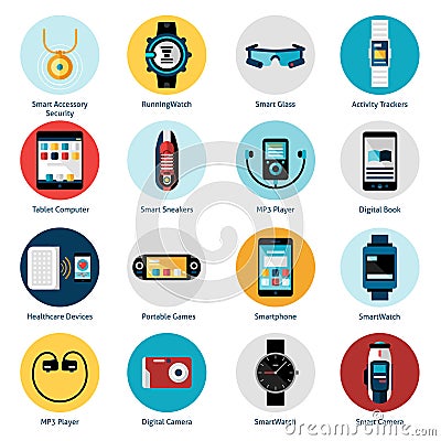 Wearable Technology Icons Vector Illustration