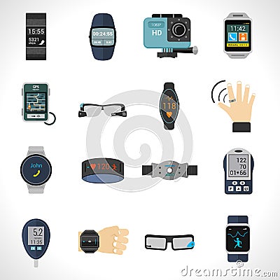 Wearable Technology Icons Vector Illustration