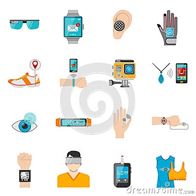 Wearable Technology Icons Set Vector Illustration