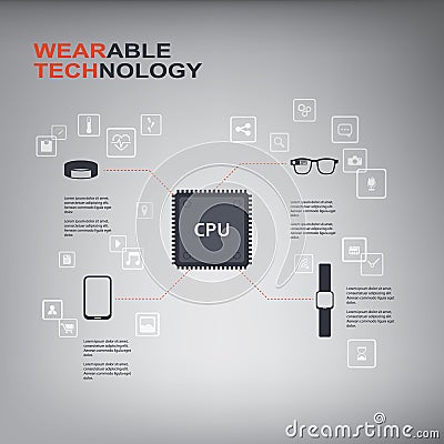 Wearable technology infographics with smart Vector Illustration