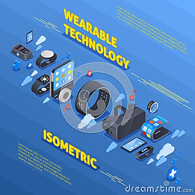 Wearable Technology Isometric Composition Vector Illustration