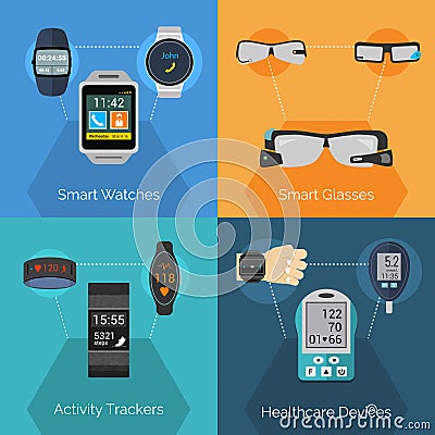 Wearable Technology Set Vector Illustration