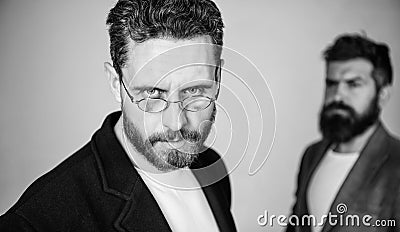 Wearing glasses may really mean you are smarter. Man handsome bearded mature guy wear eyeglasses. Eye health and sight Stock Photo