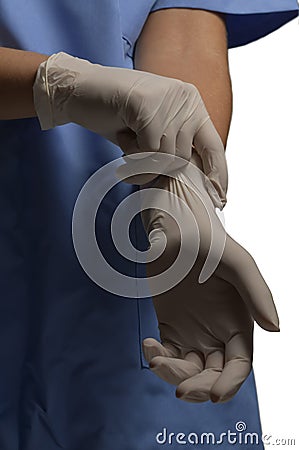 Wearing Medical Gloves Stock Photo