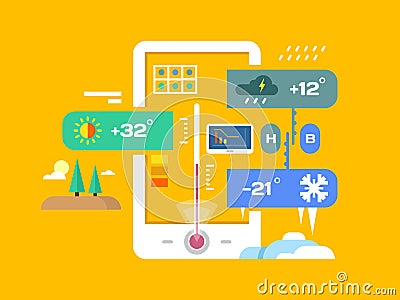 Weather application Vector Illustration