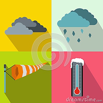 Weather banners set, flat style Vector Illustration
