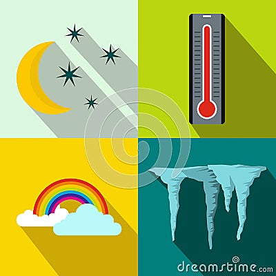 Weather banners set, flat style Vector Illustration