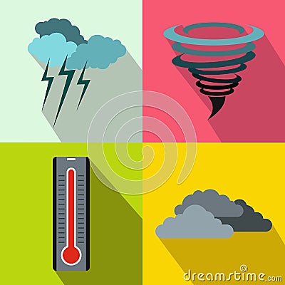 Weather banners set, flat style Vector Illustration