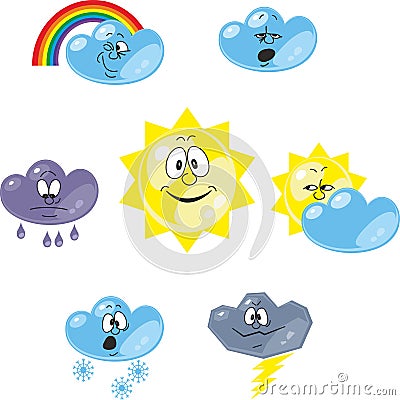 Weather cartoon set 001 Vector Illustration