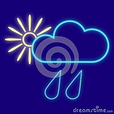 Weather. Clouds, drops, rain, sun Vector Illustration