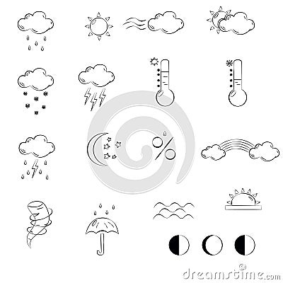 Weather and cloudy weather icons Stock Photo