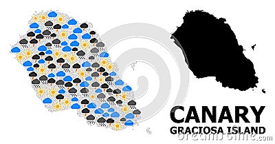 Weather Collage Map of Graciosa Island Stock Photo