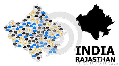 Weather Collage Map of Rajasthan State Stock Photo