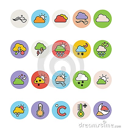 Weather Colored Vector Icons 1 Stock Photo