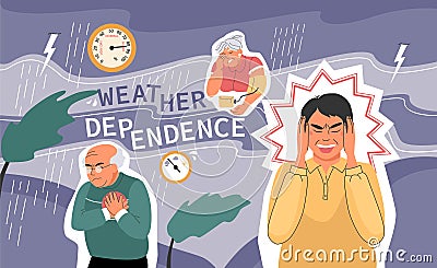 Weather Dependence Flat Collage Vector Illustration
