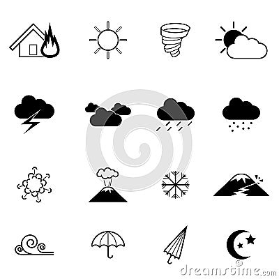 Weather and disaster vector icons set vector illustration Vector Illustration