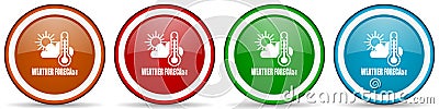 Weather forecast glossy icons, set of modern design buttons for web, internet and mobile applications in four colors options Stock Photo