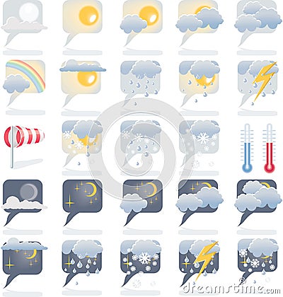 Weather forecast icon set Vector Illustration