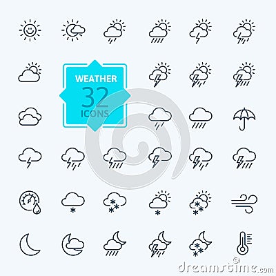 Weather forecast Icon set. Vector Illustration Vector Illustration