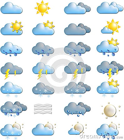 Weather Forecast Icons Stock Photo