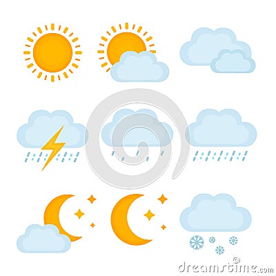 Weather forecast, metcast signs. Vector Vector Illustration