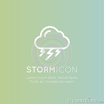 Weather Forecast Mobile and Web Application Button Symbol, Isolated Minimalistic Object, Rain, Thunderstorm, Storm Stock Photo