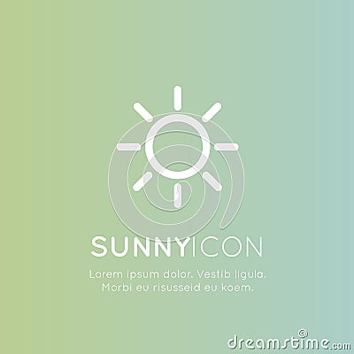 Weather Forecast Mobile and Web Application Button Symbol, Isolated Minimalistic Object, Sunny, Sun Stock Photo