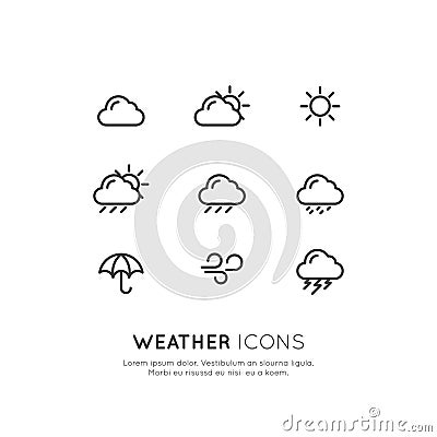 Weather Forecast Mobile and Web Application Button Symbol Vector Illustration