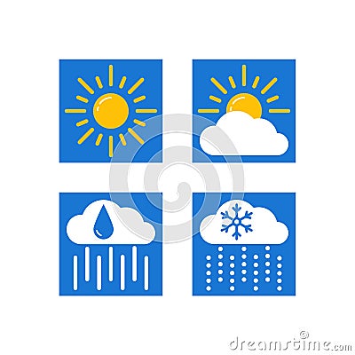 Weather forecast vector icons set Vector Illustration