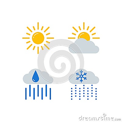 Weather forecast vector icons set Vector Illustration