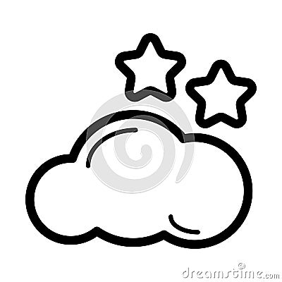 Weather forecast vector sign. Starlight Night, mostly cloud. Vector Illustration