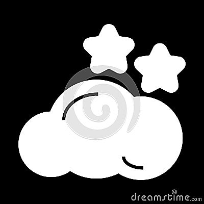 Weather forecast vector sign. Starlight Night, mostly cloud. Vector Illustration