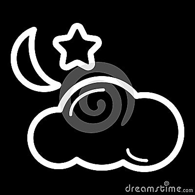 Weather forecast vector sign. Starlight Night, mostly cloud. Vector Illustration