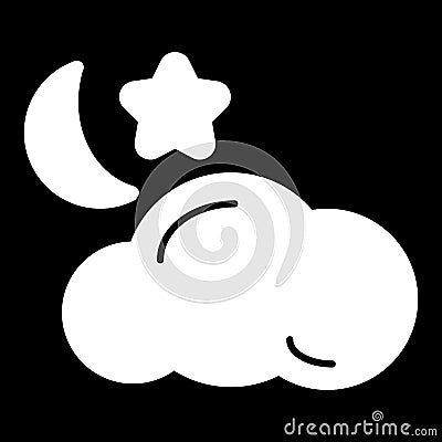 Weather forecast vector sign. Starlight Night, mostly cloud. Vector Illustration