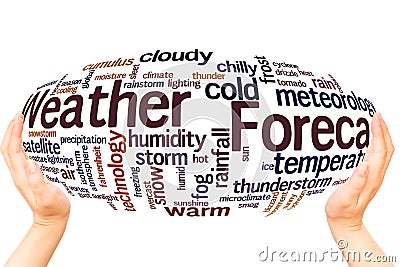 Weather Forecast word cloud hand sphere concept Stock Photo