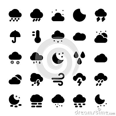 Weather Glyph Icons Set 1 Stock Photo